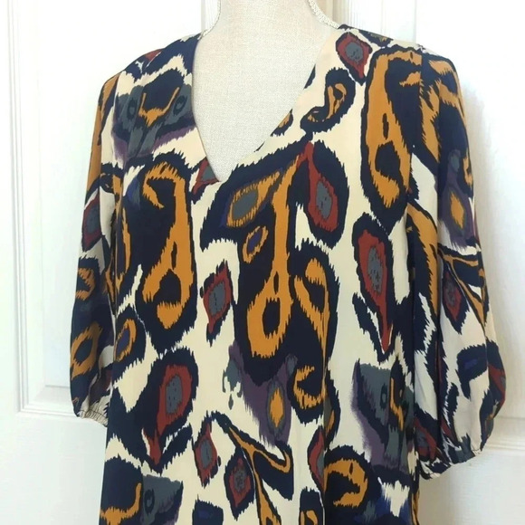 Tyche Dress Womens Puff Sleeve Abstract Printed - Picture 2 of 7